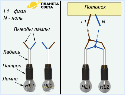 Как подключить светодиодную люстру с двумя проводами