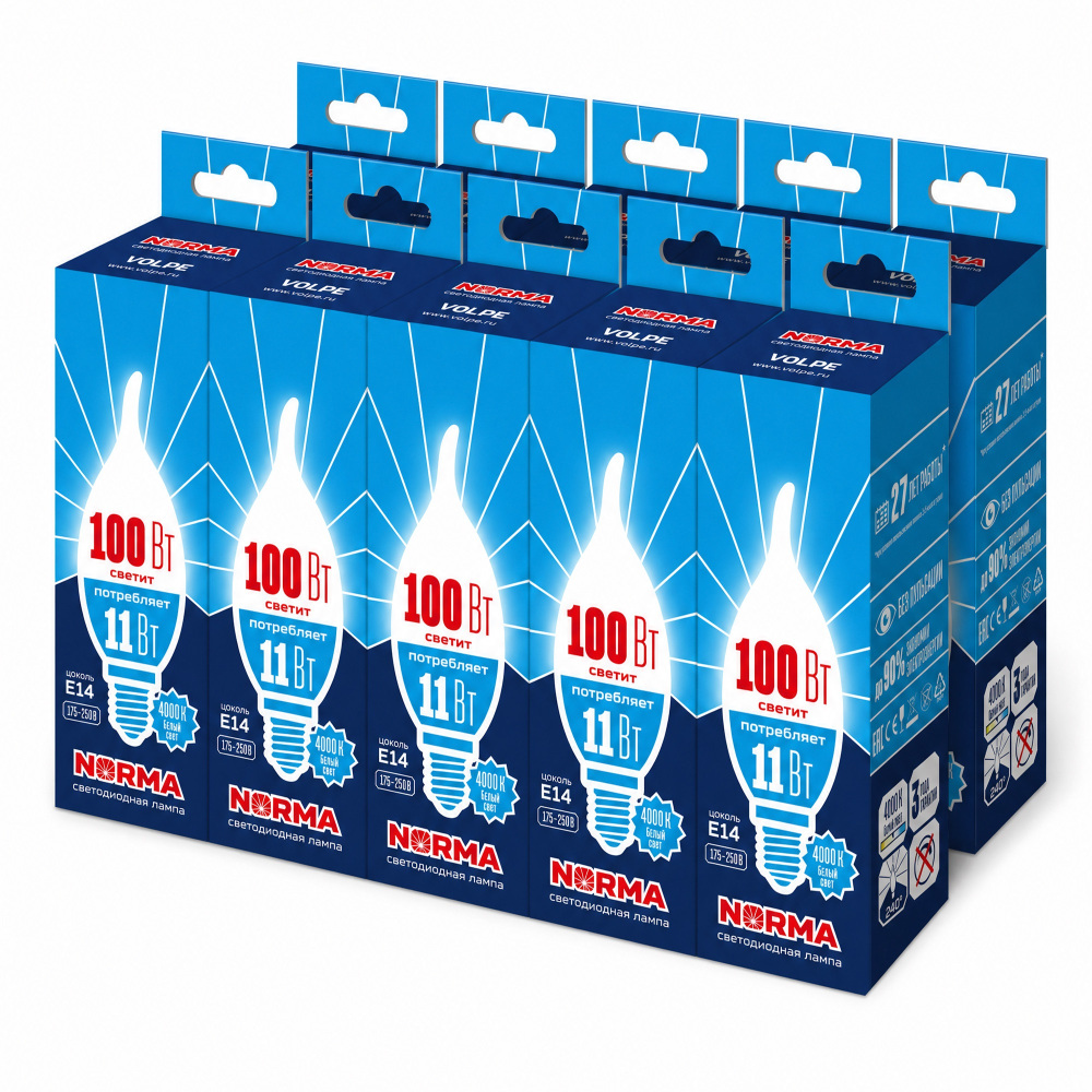 Лампочка светодиодная NORMA LED-CW37-11W/NW/E14/FR/NR SET10 