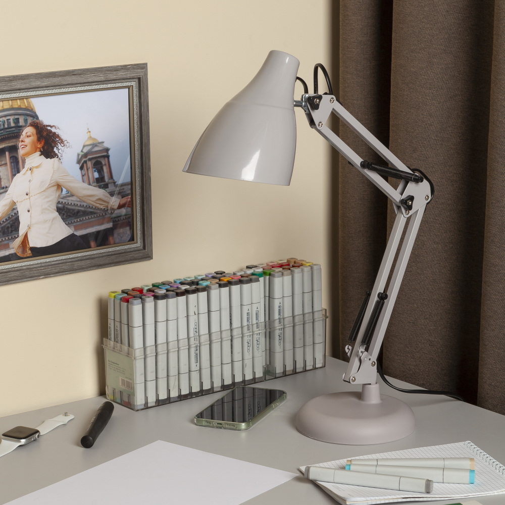 Офисная настольная лампа N-123 N-123-Е27-40W-GY 