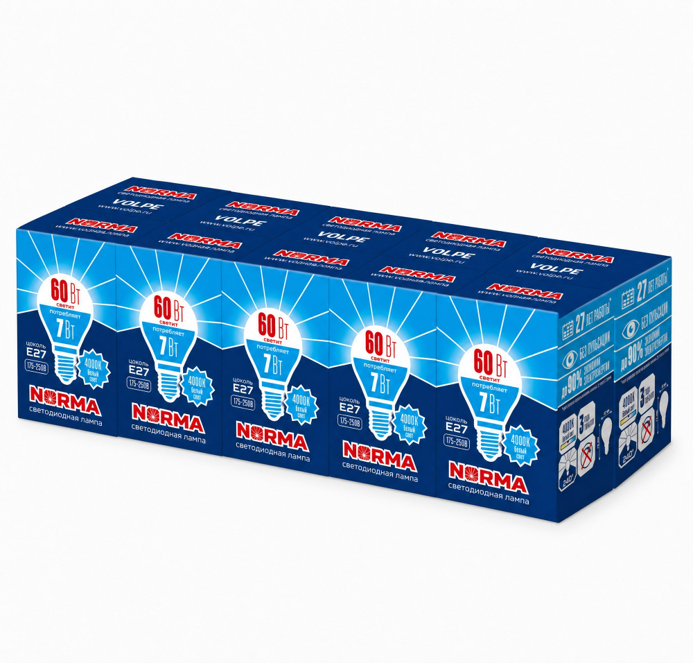 Лампочка светодиодная Norma LED-G45-7W/NW/E27/FR/NR SET10 