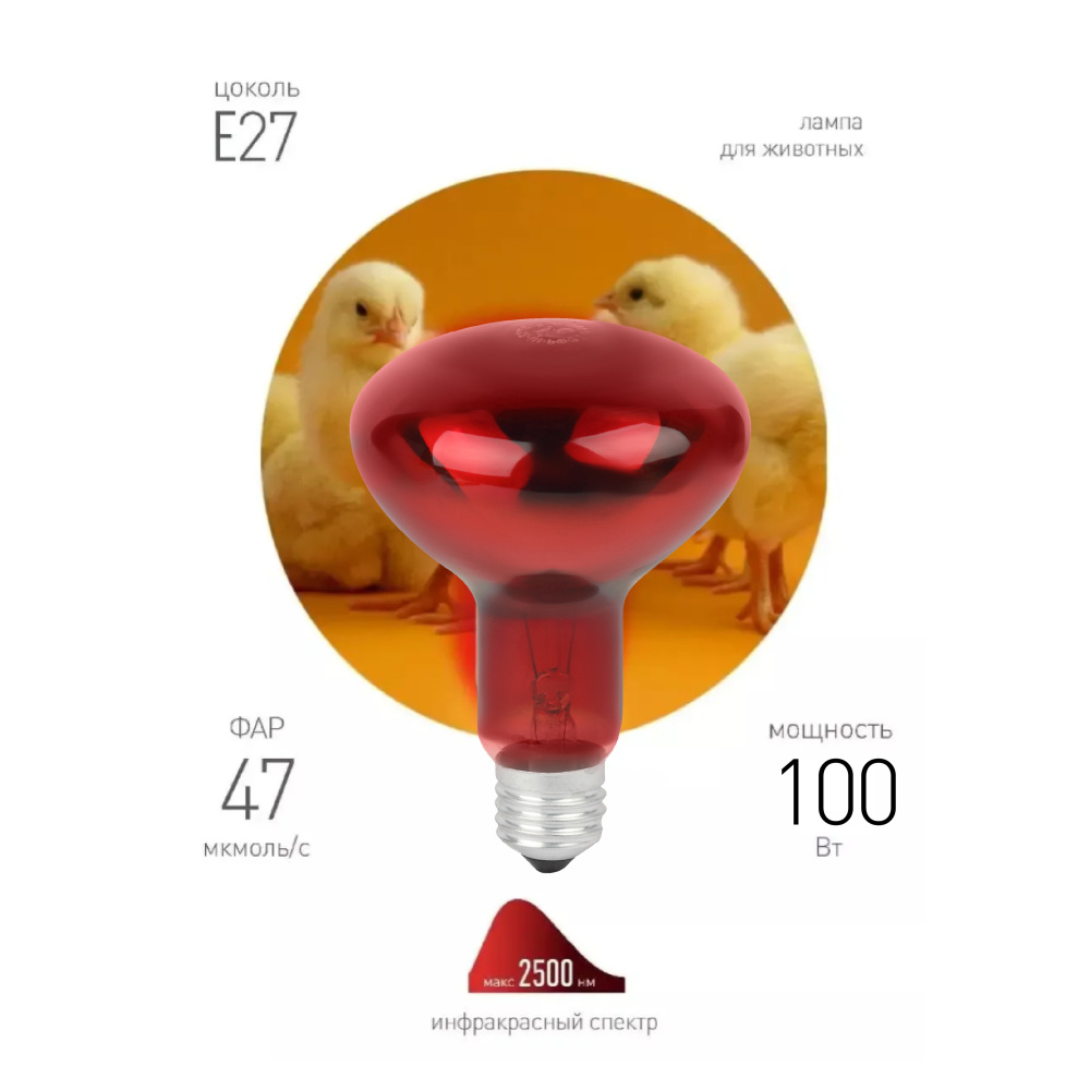 Лампочка инфракрасная  ИКЗК 230-100 R95 E27 