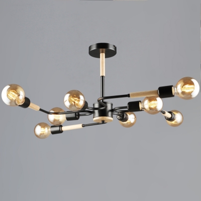 Потолочная люстра  10070-0.3-08 BK+WOOD