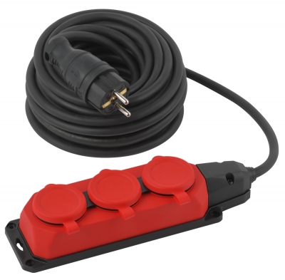 Розеточные блоки, удлинители  UK-3e-3x1,5-10m-IP44(KG)