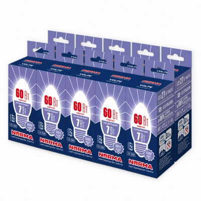 Лампочка светодиодная NORMA LED-C37-7W/DW/E27/FR/NR SET10