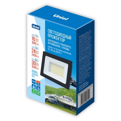 Прожектор уличный  ULF-F70 30W/6500K IP65 12/24/36V BLACK