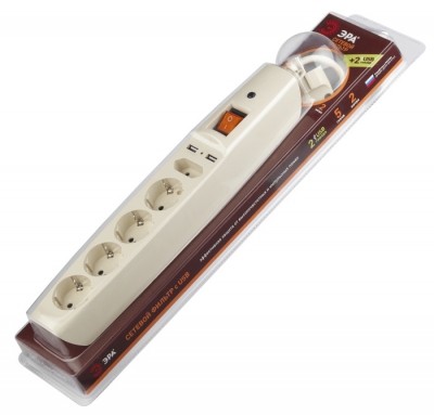 Розеточные блоки, удлинители  SFU-5es-2m-I