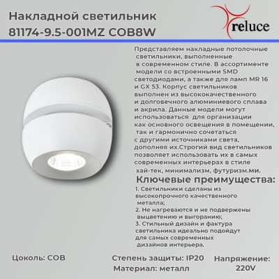Спот  81174-9.5-001MZ COB8W WT