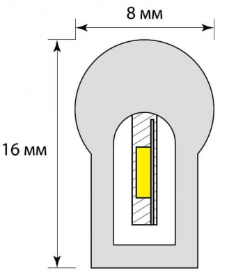 Светодиодная лента  ULS-N21-2835-120LED/m-8mm-IP67-220V-8W/m-50M-WW бобина