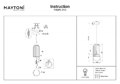 Подвесной светильник Telford P362PL-01G