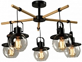 Потолочная люстра  MD.23044-5-S-BK+WOOD 