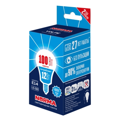 Лампочка светодиодная Norma LED-G60-12W/4000K/E14/FR/NR