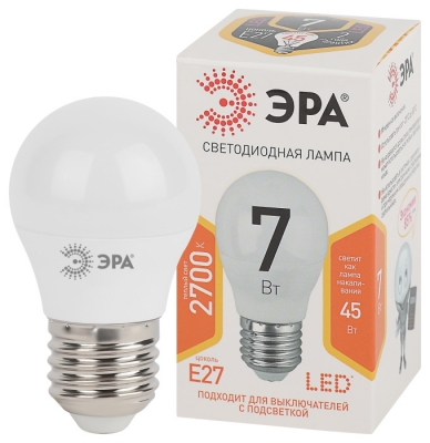 Лампочка светодиодная  LED P45-7W-827-E27
