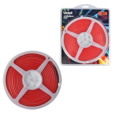 Гибкий неон  ULS-N01-2835-120LED/m-6mm-IP67-DC12V-9W/m-5M-RED блистер