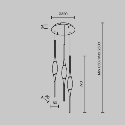 Подвесной светильник MODESTYLE MS.88921.3 GD