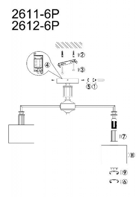 Потолочная люстра Laciness 2612-6P